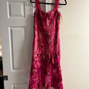 Bronx and Banco Fuchsia Lace Midi Dress size 4 / small